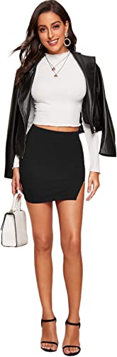 ALYNE Girl's/Women's Solid Sidecut Stretchy Bodycon Pencil Short Skirt with Elasticated Waist Belt