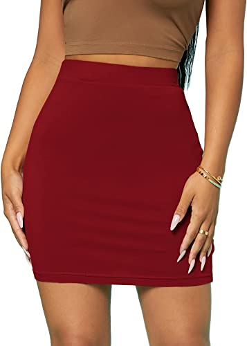 ALYNE Girl's/Women's Classic Solid Stretchy Bodycon Pencil Skirt with Elasticated Waist Belt